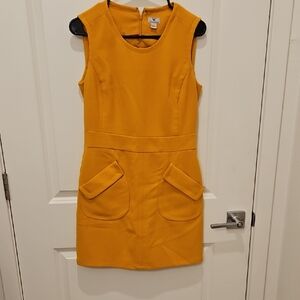 Worthington Sleeveless Mustard Pocket Sheath Dress